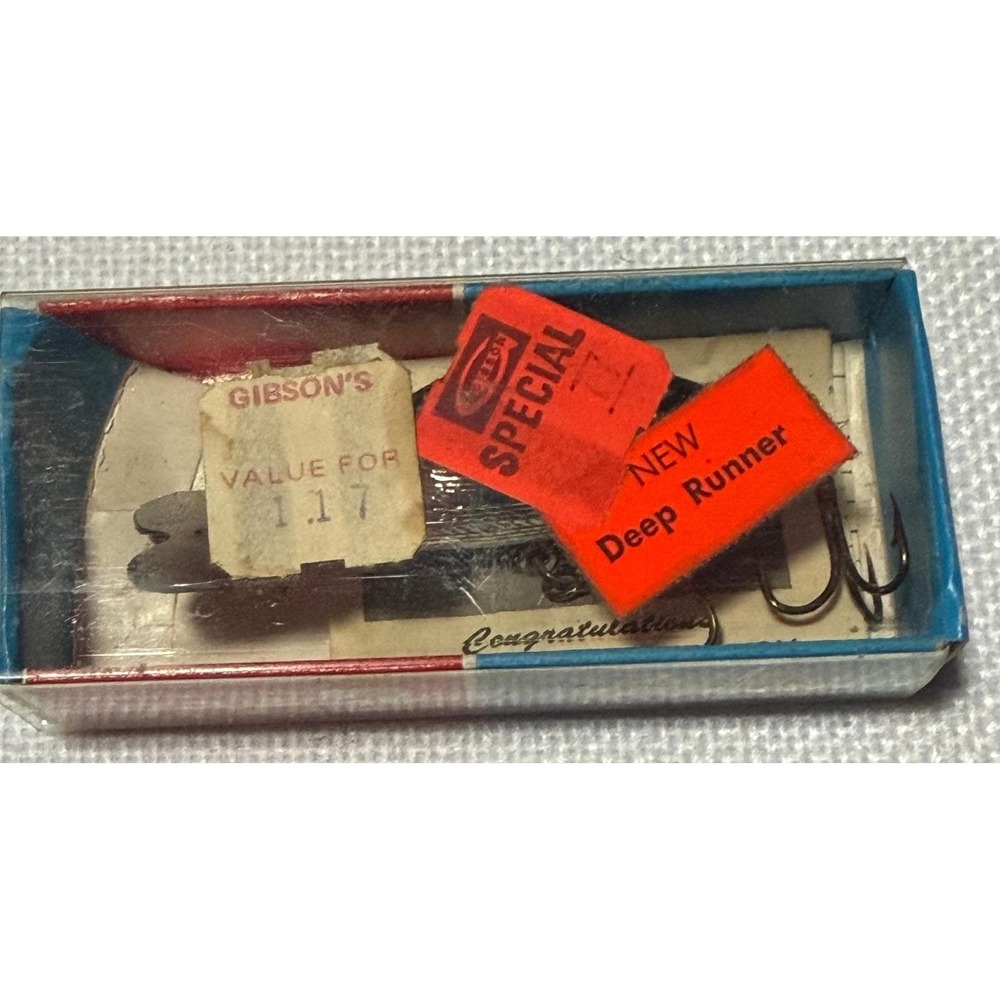 Vintage Bill Norman Reb 2 Deep Runner Fishing Lure Silver Black Prism with Box
